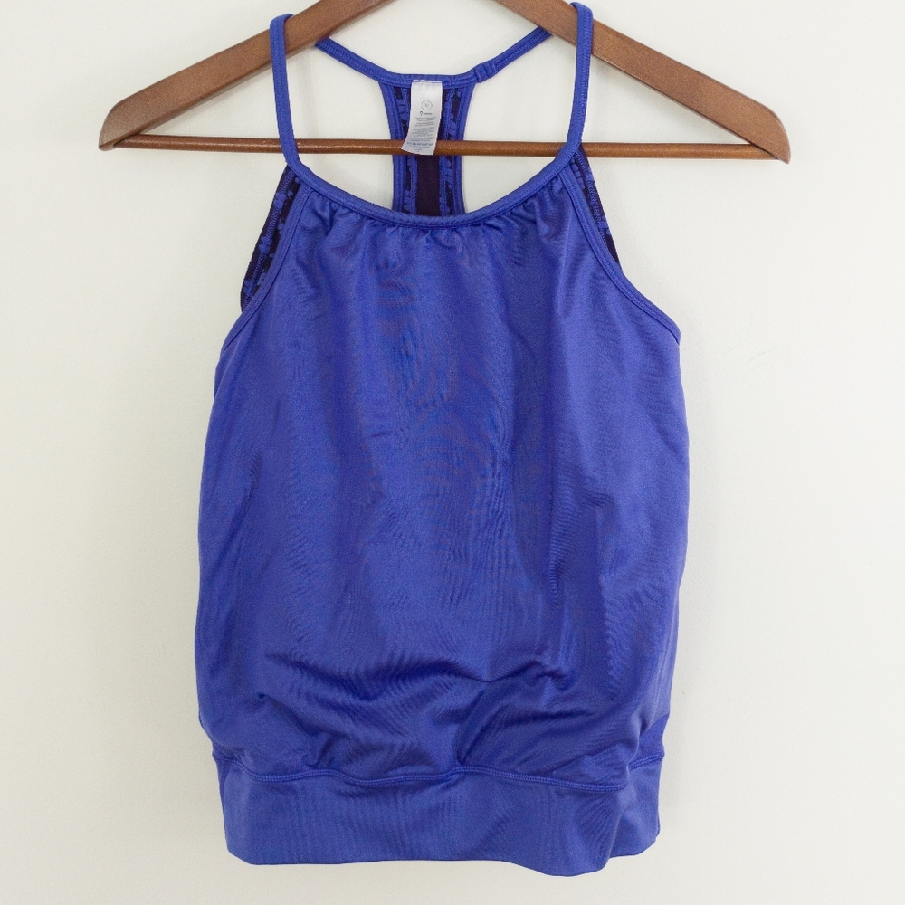 Ivivva by Lululemon No Limit 2-in-1 Tank Top Blue Purple Girls Size 10